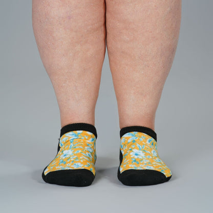 Mustard Floral Ankle Socks